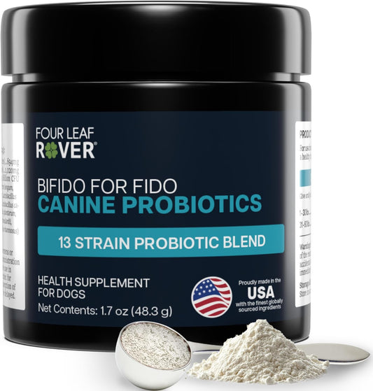 Bifido for Fido - Probióticos para perros para la salud digestiva e inmunitaria - 50 mil millones de UFC - Formulado por veterinarios - 30 días para perros grandes