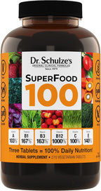 Dr. Schulze's SuperFood 100 - Suplemento Multivitamínico de Superalimentos para el Bienestar General - 270 Comprimidos