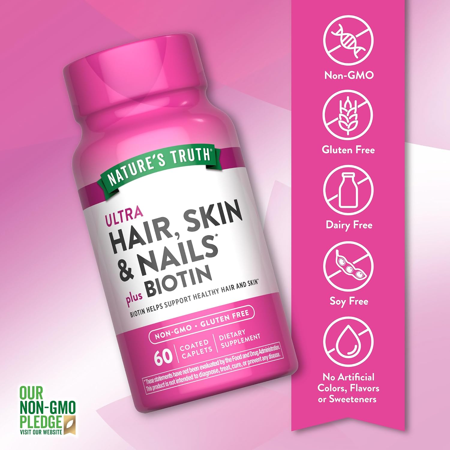 Nature's Truth Cabello, Piel y Uñas, 60 Comprimidos, 5000 mcg Biotina