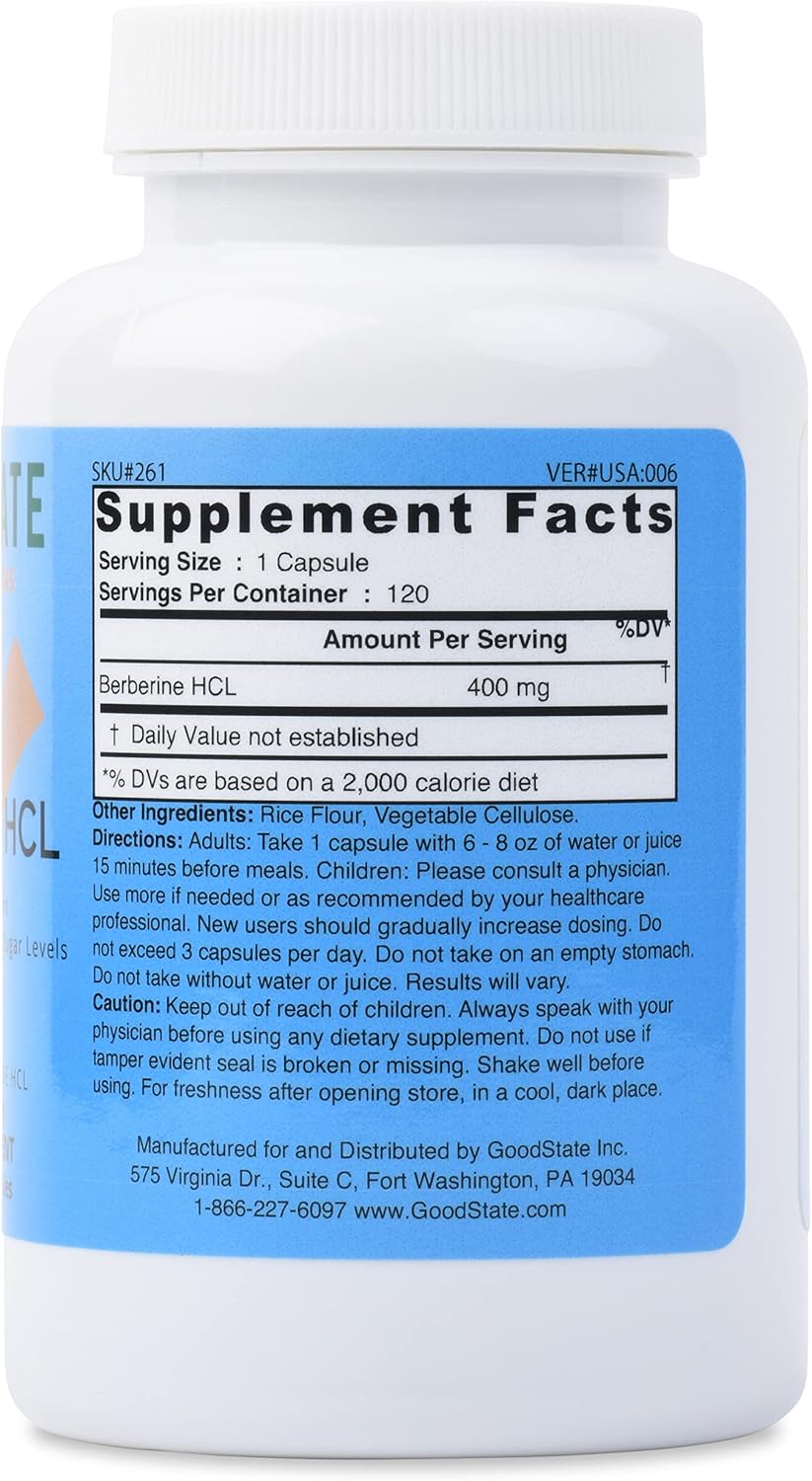 Good State Berberina HCL 400mg, 120 Cápsulas Vegetales