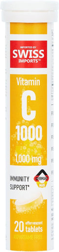 Swiss Imports Vitamina C Efervescente 1000 mg, 6 Paquetes, 120 Comprimidos