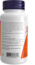 NOW Foods Vitamina D3 1000 IU, 180 Comprimidos Masticables