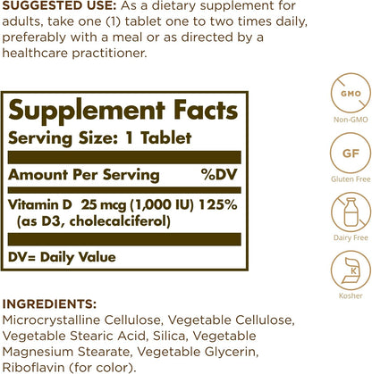 Solgar Vitamina D3 (Colecalciferol) 1000 UI, – El mantenimiento de los niveles normales de calcio en sangre. – Image 2