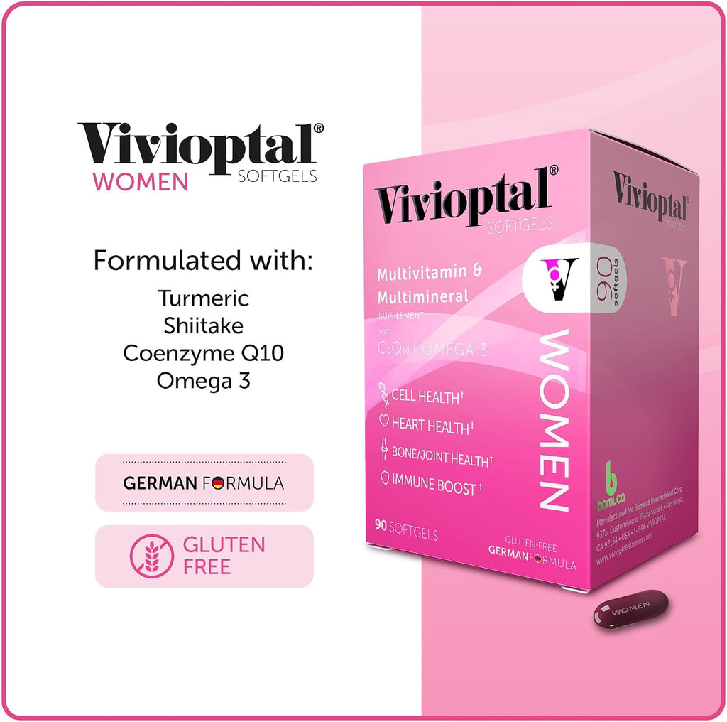 Vivioptal, Mujer, Suplemento Multivitamínico y Multimineral, 90 Cápsulas Blandas
