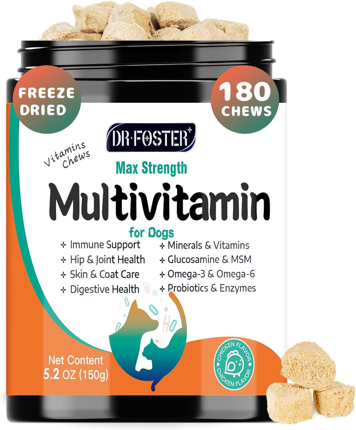 Multivitamínico para Perros DRFOSTER - 180 – Glucosamina, condroitina y MSM: Estos componentes son conocidos por – Image 1