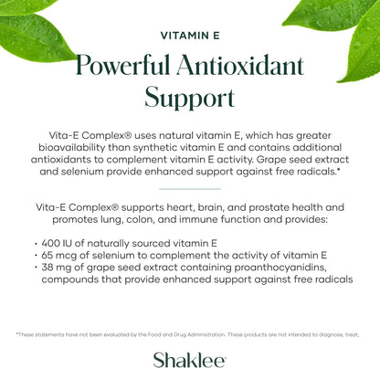 Shaklee Vita-E 400 UI con Selenio y Extracto de Semilla de Uva - 90 Cápsulas Blandas – Image 4