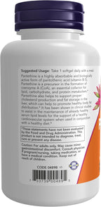 NOW Foods Pantetina 600 mg, Doble Concentración, 60 Cápsulas Blandas