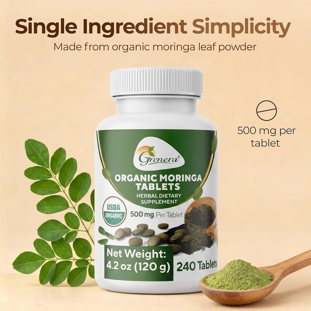 Grenera Organic Moringa Tablets - 500 mg - 240 Tablets