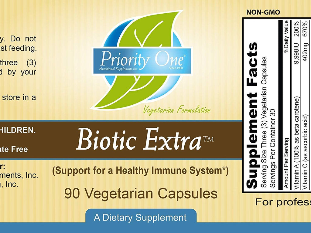 Priority One Vitamins Biotic Extra 90 Cápsulas Vegetarianas - Apoyo al Sistema Inmunitario*
