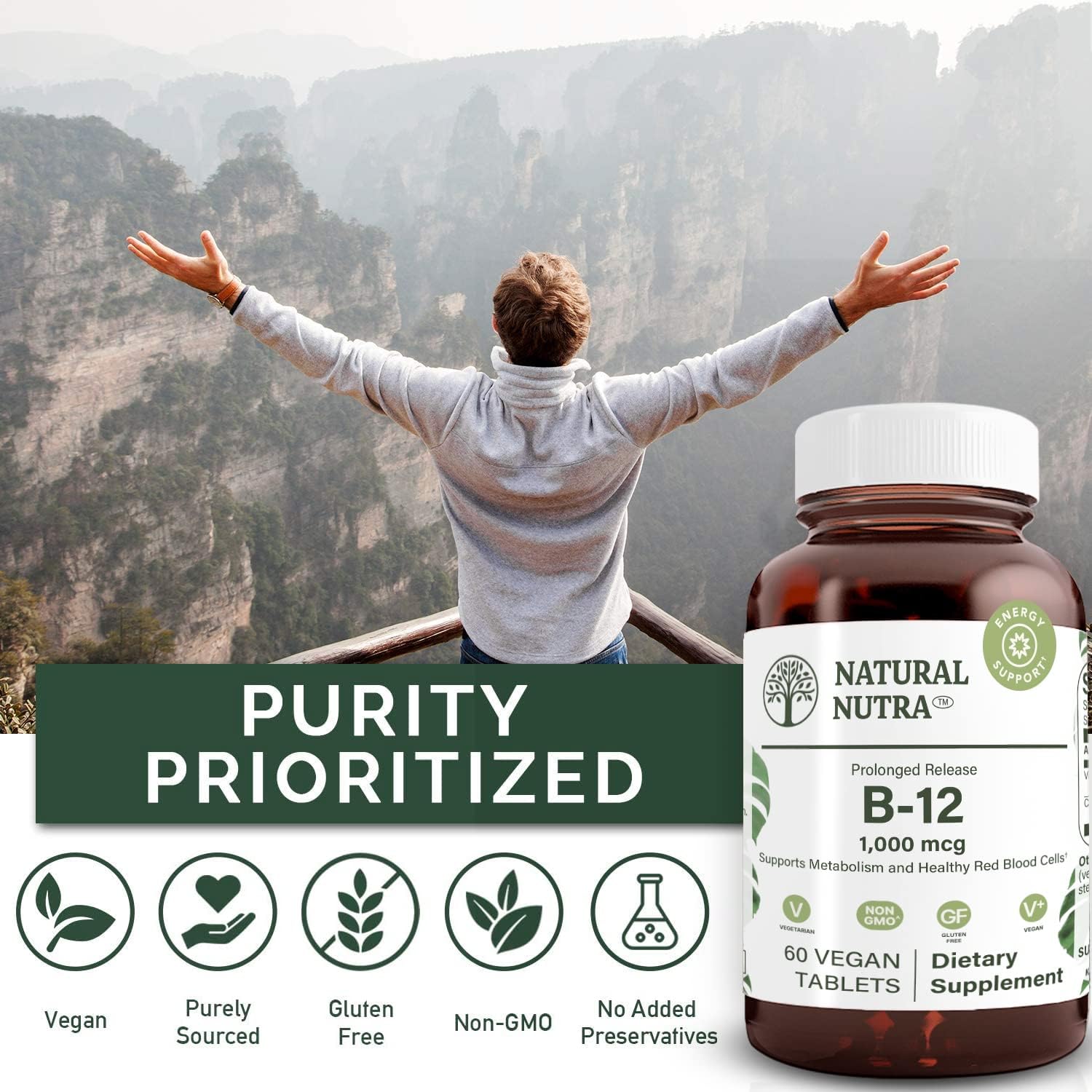 Natural Nutra Vitamina B12 1000 mcg - 60 Comprimidos Veganos