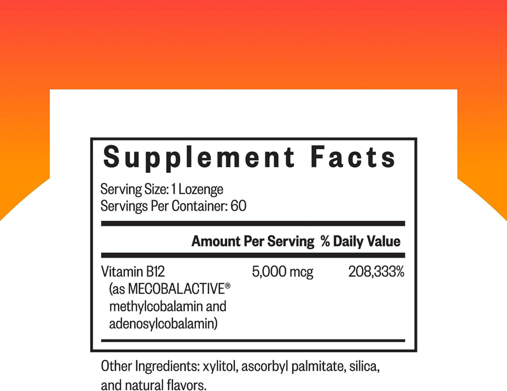 Seeking Health Methyl B12 5000 - 5000 mcg Vitamin B12 (Methylcobalamin & Adenosylcobalamin) - 60 Lozenges