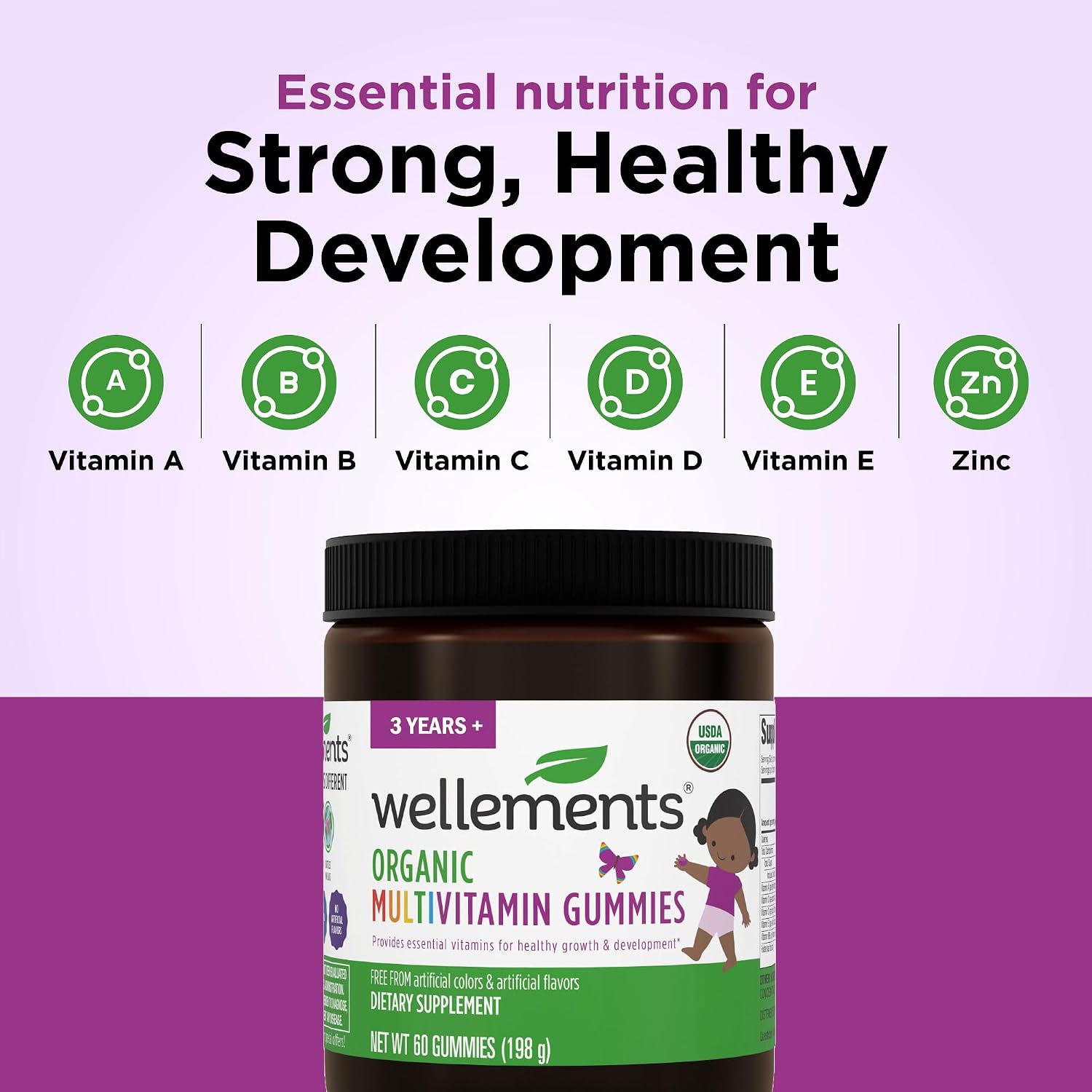 Wellements Gominolas Multivitamínicas Orgánicas para Niños (3+ años) - 60 gominolas