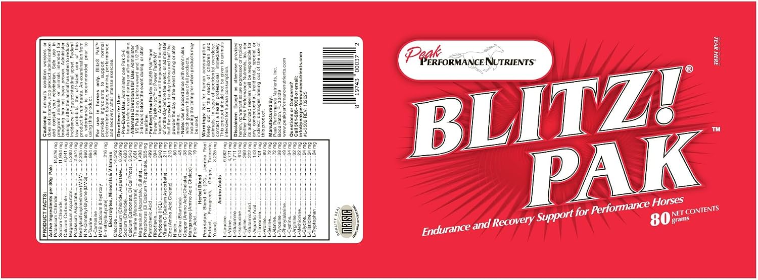 Blitz! Pak 80 Gram - Suplemento Electrolítico para Caballos