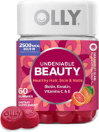 OLLY Undeniable Beauty Gominolas para Cabello, Piel y Uñas - Con Biotina 2500mcg, Keratina y Vitamina C - Sabor a Pomelo - 120 Unidades