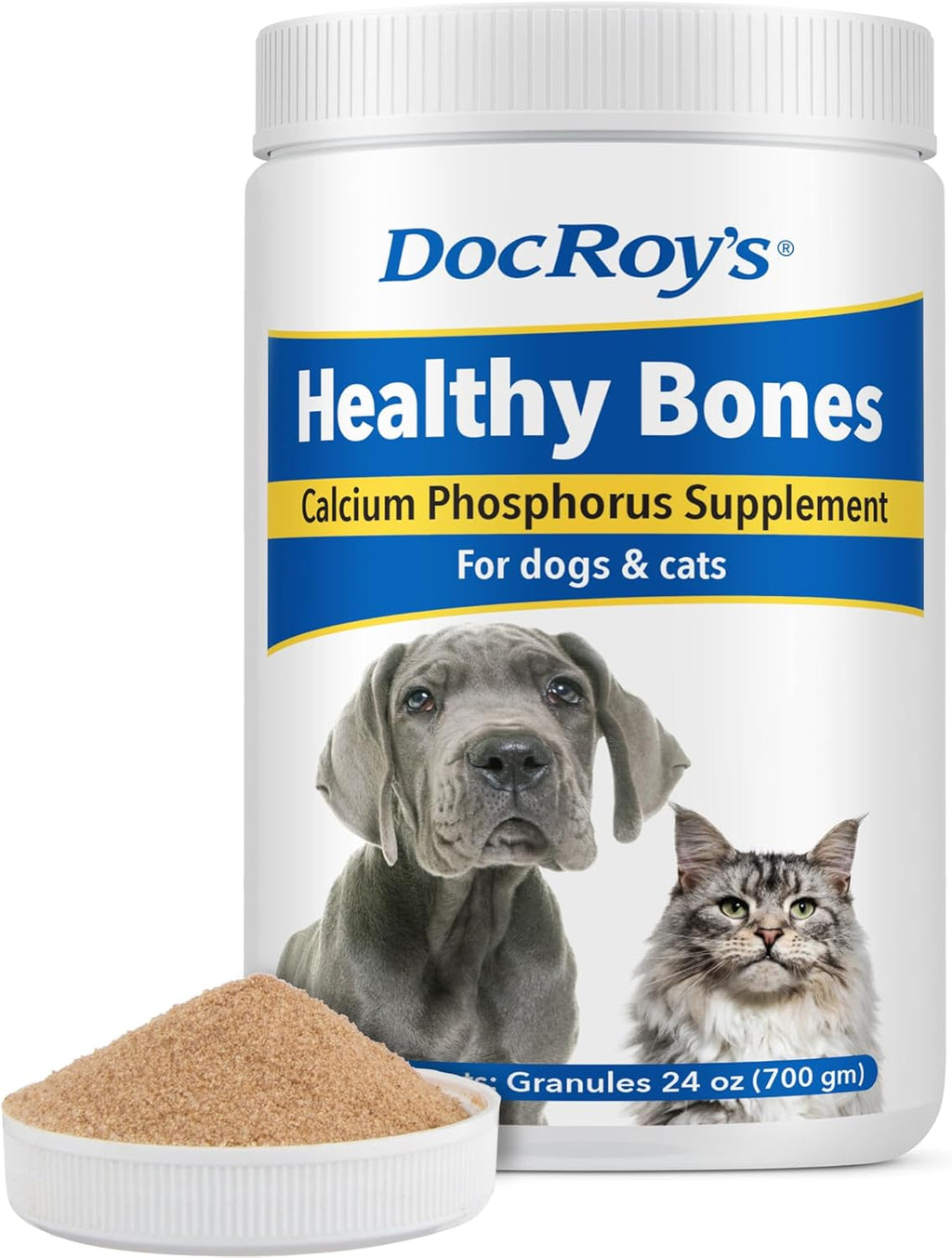 Doc Roy’s Healthy Bones Suplemento de Calcio y Fósforo para Cachorros, Perros, Gatitos y Hembras Lactantes, 700g
