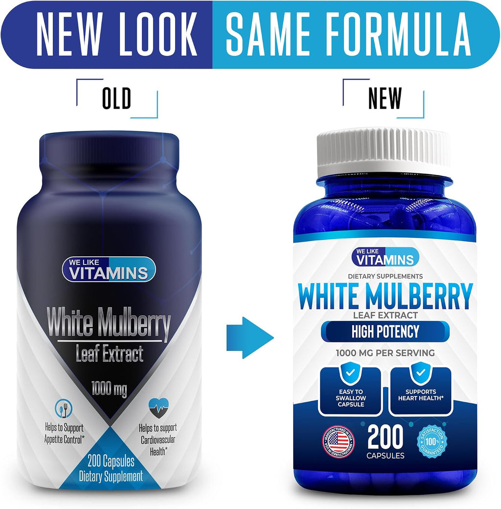 White Mulberry 1000mg 200 Cápsulas Veganas – Extracto de Hoja de Morera Blanca