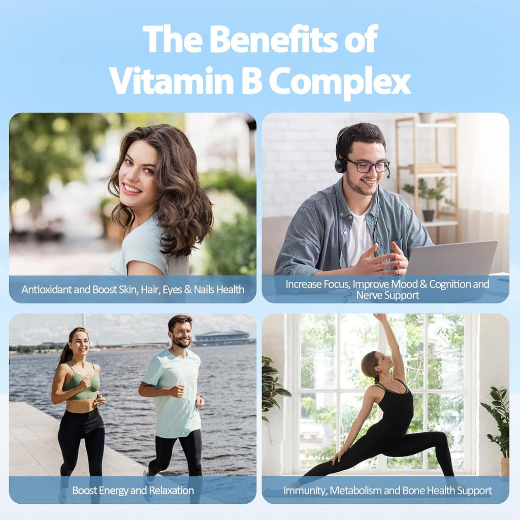 13-in-1 Vitamin B Complex Plus con Vitaminas B1, B2, B3, B4, B5, B6, B7, B8, B9, B12, C, D3, K2 - 120 Cápsulas por Frasco - 2 Frascos
