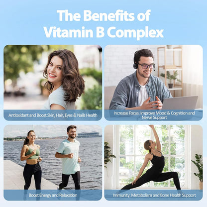 13-in-1 Vitamin B Complex Plus con Vitaminas B1, B2, B3, B4, B5, B6, B7, B8, B9, B12, C, D3, K2 - 120 Cápsulas por Frasco - 2 Frascos