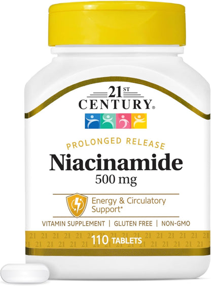 21st Century Niacinamida 500 mg Comprimidos de Liberación Prolongada, 110 unidades – Image 1