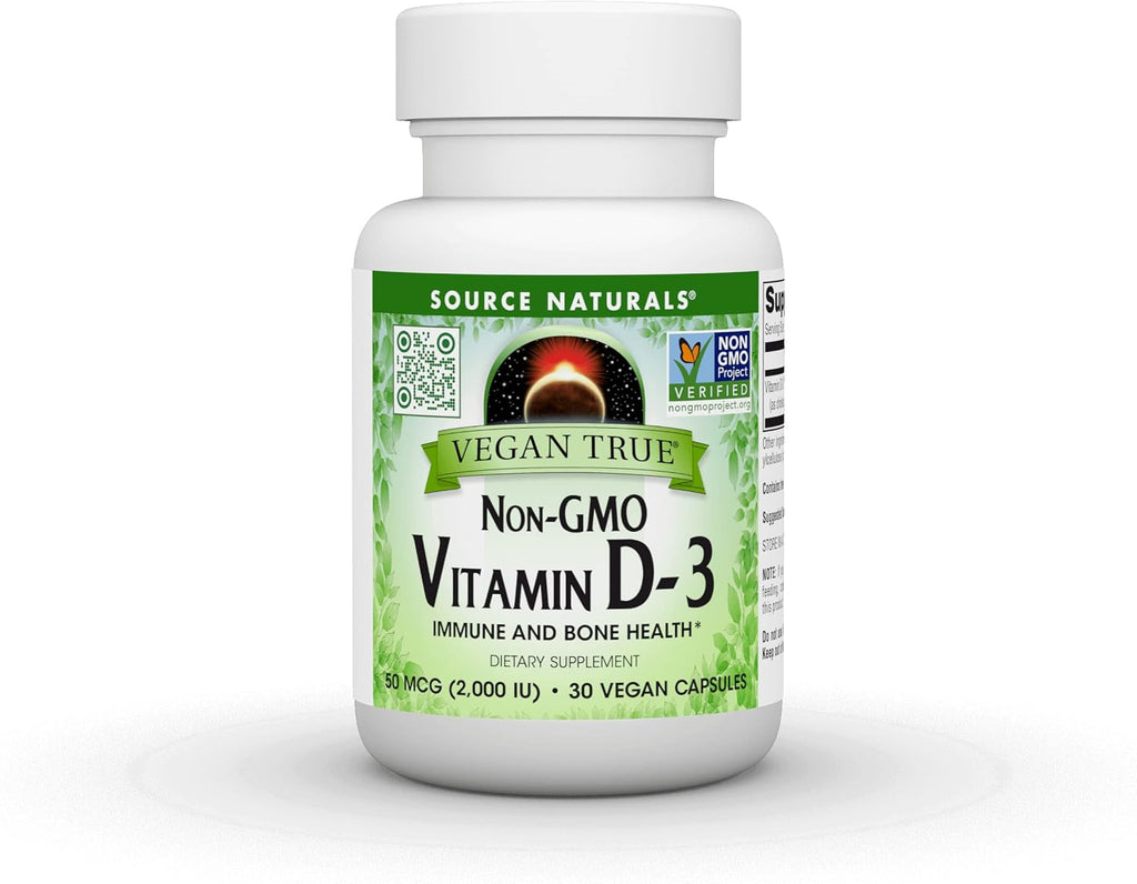 Source Naturals Vegan True Vitamina D3 2000 UI – 90 Cápsulas (Vegano, No-GMO, de Algas)