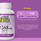 Natural Factors Clear Base Vitamina E 400 UI, 60 Cápsulas Blandas