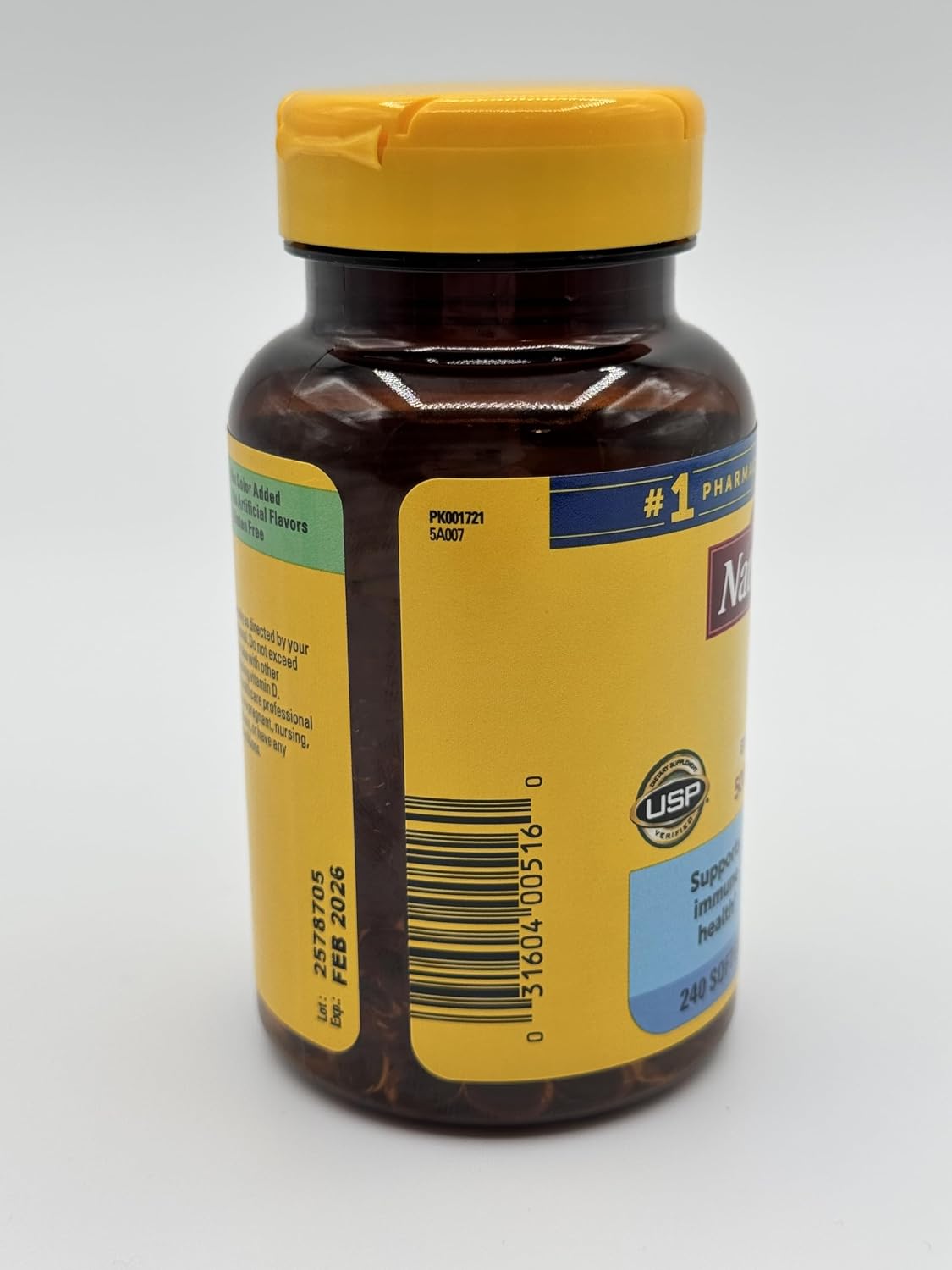 Nature Made D3 Extra Strength 5000 IU 125mcg - 240 Cápsulas Blandas