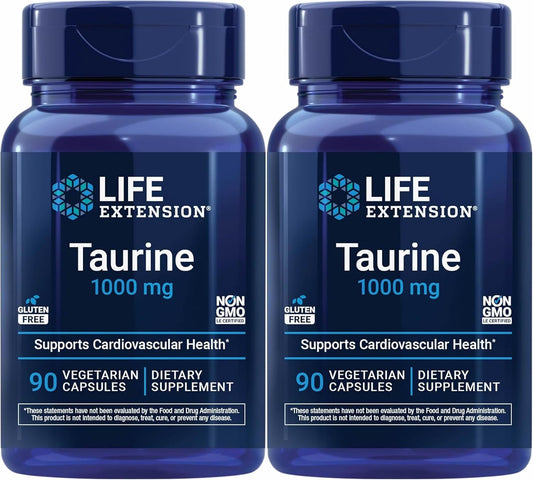 Life Extension Taurina 1000 mg, 90 Vegetarian Capsules (2-Pack)