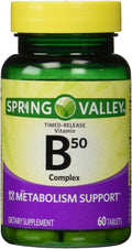 Spring Valley B-Complex B50, Extended Release, 60 Tablets