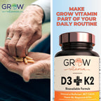 grow vitamin D3 K2 con MCT Oil - 10.000 UI D3, 100 mcg K2 MK-7, Calcio, Zinc, BioPerine, Magnesio - 60 Cápsulas