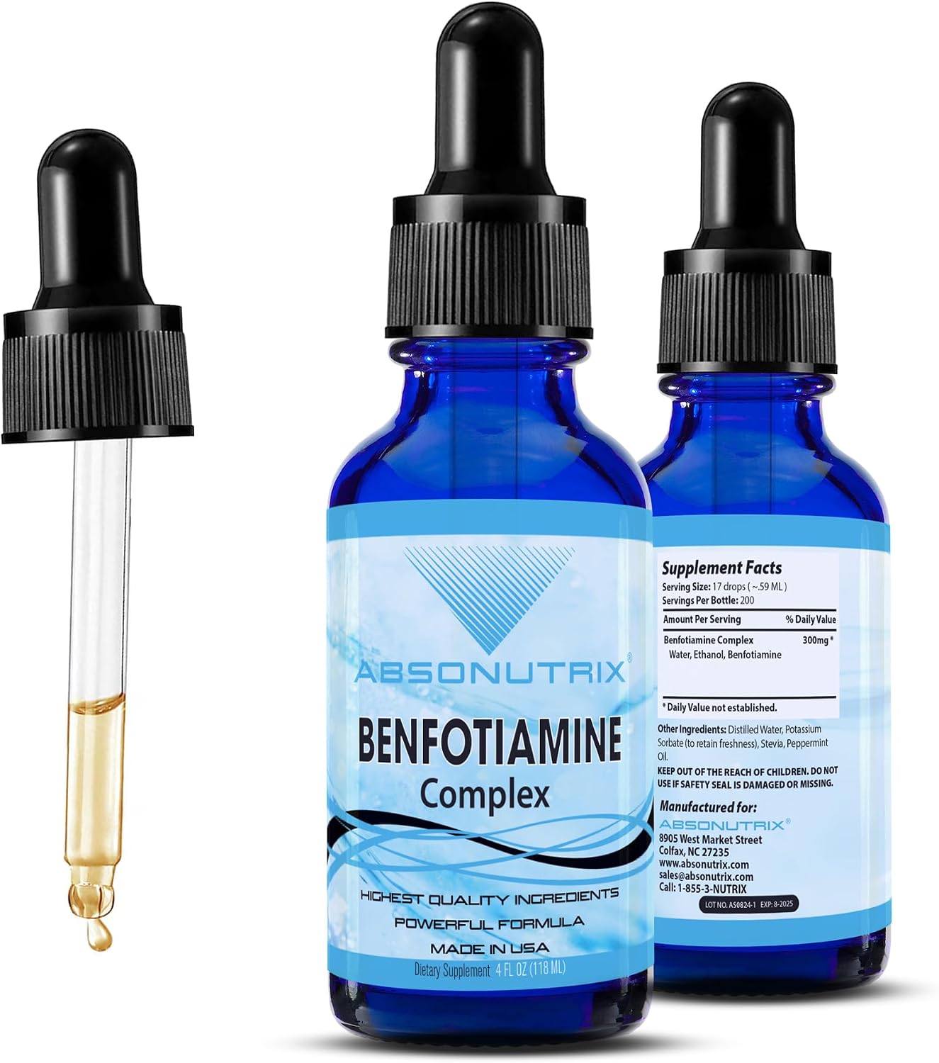 Benfotiamina Complex 300 mg - 118 ml (4 fl oz) - 200 dosis - Absonutrix