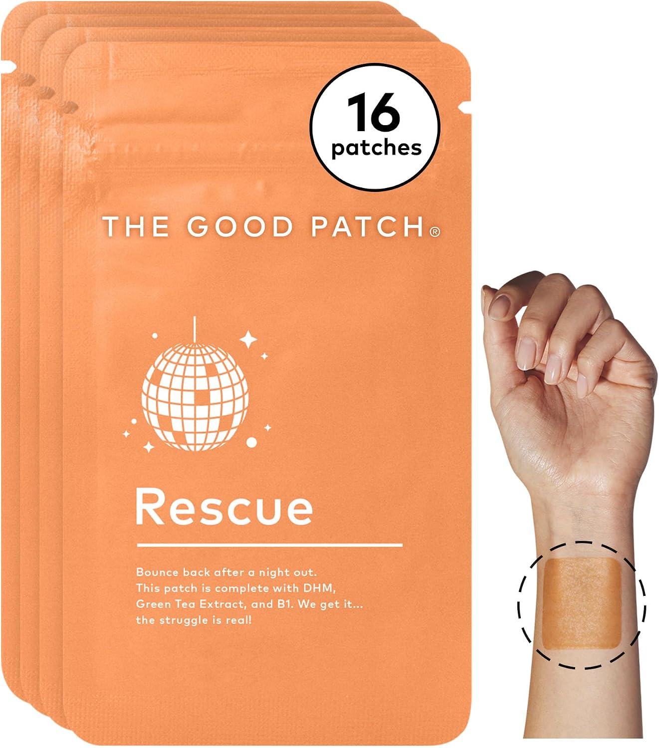 The Good Patch Rescue Recovery Parche Recuperación con DHM, Vitamina B1 y Té Verde (24 Parches)