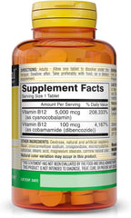Mason Natural Vitamina B12 5000 mcg Sublingual - 30 Comprimidos Sabor Frambuesa