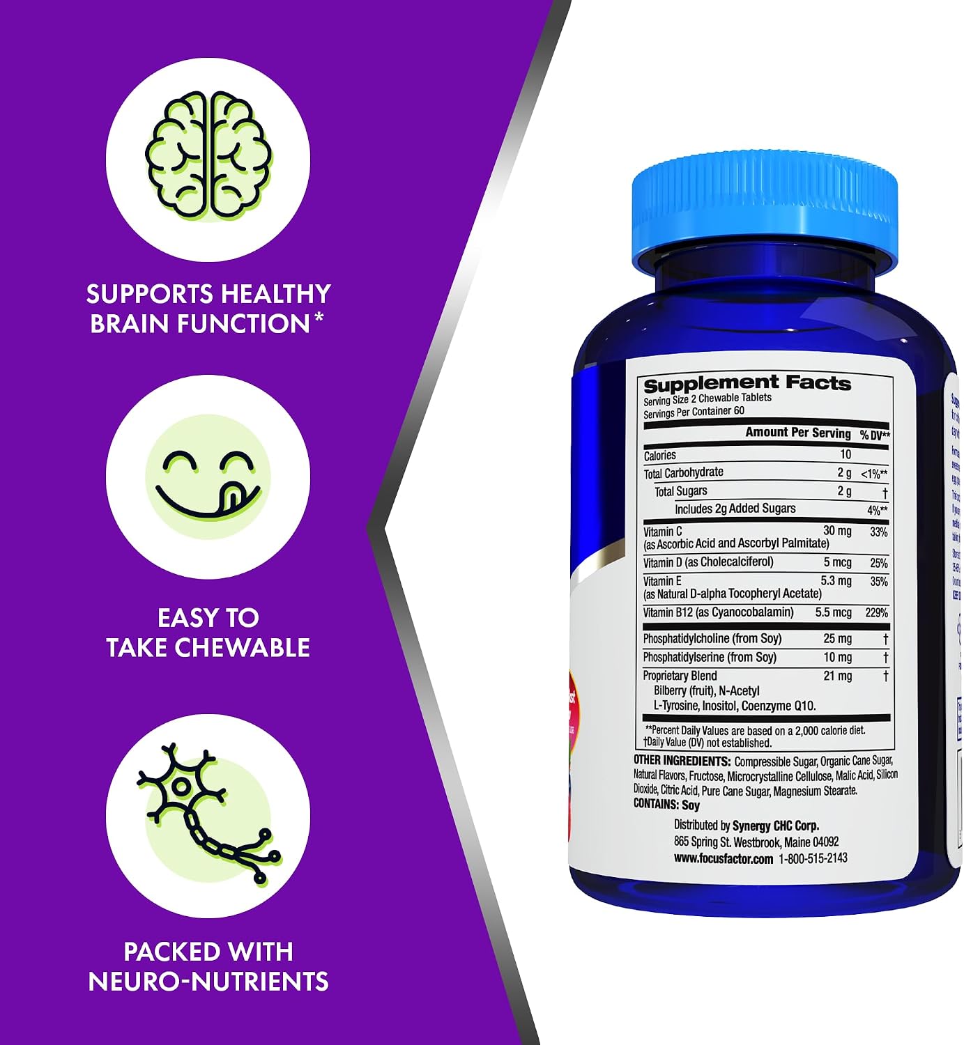 Focus Factor Kids Extra Strength – 120 Comprimidos Masticables