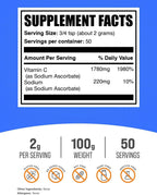 Sodium Ascorbate Powder - Buffered Vitamin C, 2g per Serving, 100g