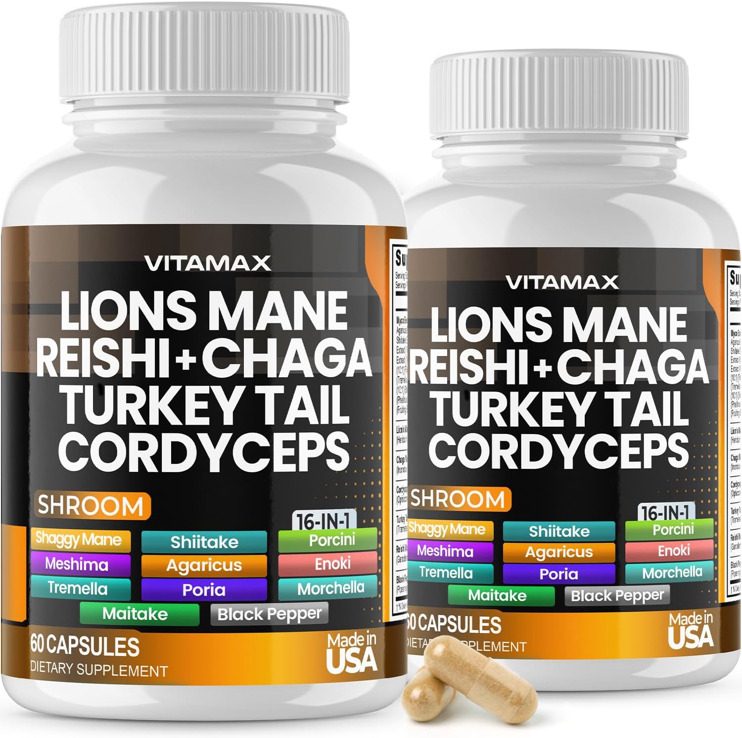 Vitamax MycoBoost Mezcla de Hongos: Melena de León, Cola de Pavo, Chaga, Reishi, Cordyceps, Shiitake y más