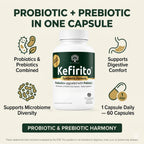 Kefirito Daily Symbiotic Formula – Suplemento Simbiótico Diario con Probióticos y Prebióticos, 60 Cápsulas