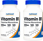Nutricost Vitamin B1 (Thiamine) 500mg, 120 Capsules (2-Pack)