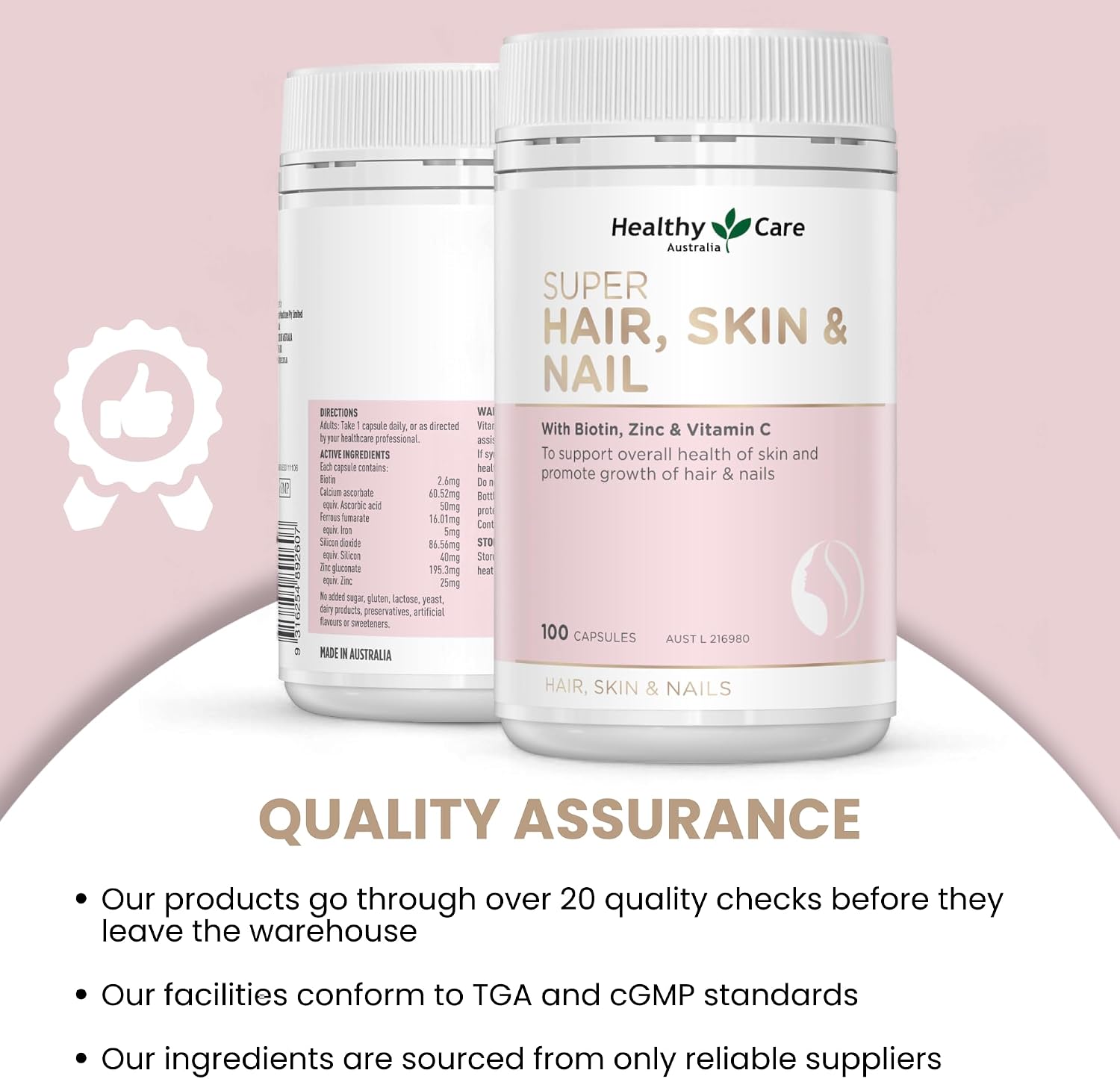 Healthy Care Super Hair Skin & Nails - 100 Cápsulas