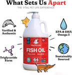 Aceite de Pescado para Perros - Piel y Pelaje Saludable, Salmón y Abadejo, Omega 3 Líquido (1,89 L)