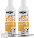 Dinovite Lickochops Suplemento para Perros y Gatos con Ácidos Grasos Omega-3 y 6, Probióticos y Vitamina E, 473 ml con Dosificador