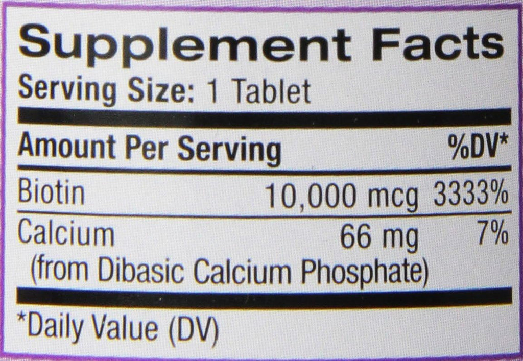 Natrol Biotina Tabletas Máxima Potencia, 10,000 mcg, 100 unidades