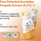 Bee and You Kids Propolis Immune Day Time Shot - Probiótico, Vitamina C, D3, Zinc, Apoyo Inmunitario y Digestivo, 1.69 fl oz, Pack de 12