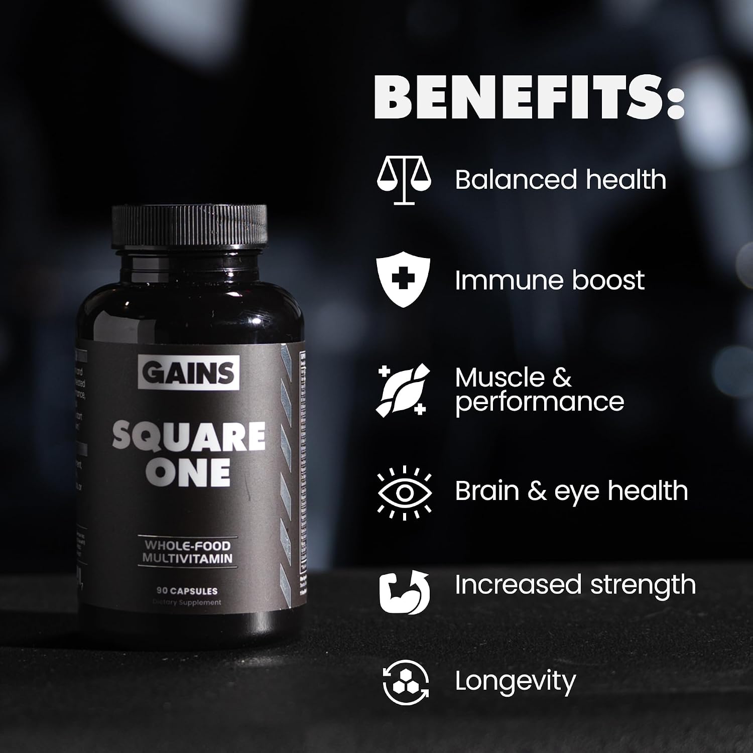 Gains in Bulk Square 1 Multivitamínico y Mineral para Hombres y Mujeres - 90 Cápsulas