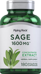 Piping Rock Sage Supplement | 180 Capsules | Concentrated Herbal Extract | Non-GMO & Gluten-Free Formula