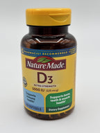 Nature Made D3 Extra Strength 5000 IU 125mcg - 240 Cápsulas Blandas
