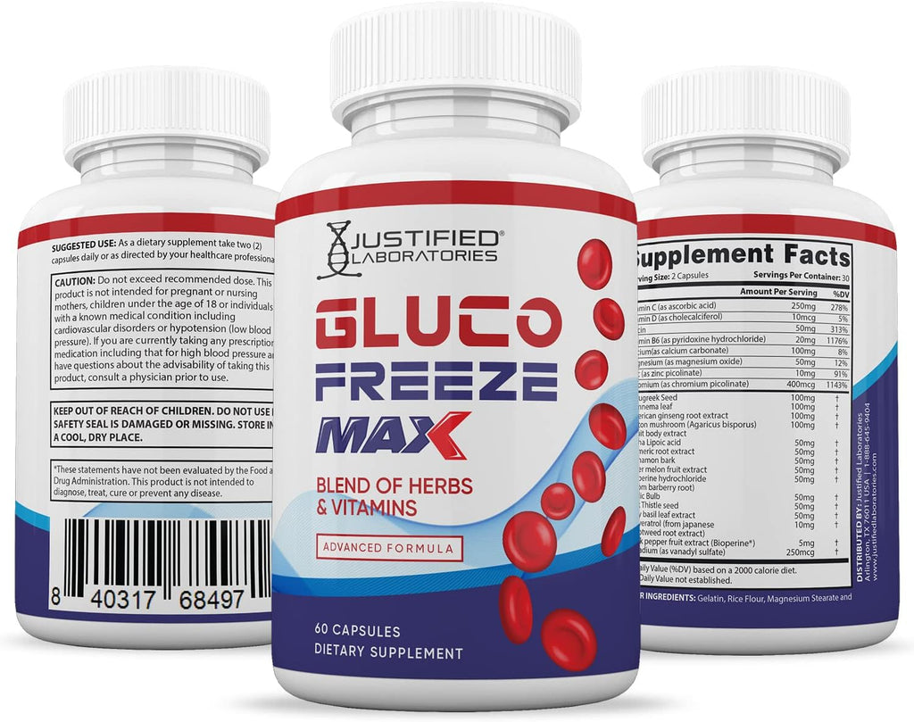 Glucofreeze Max Advanced Formula 1295mg - 300 Cápsulas (5 Envases)