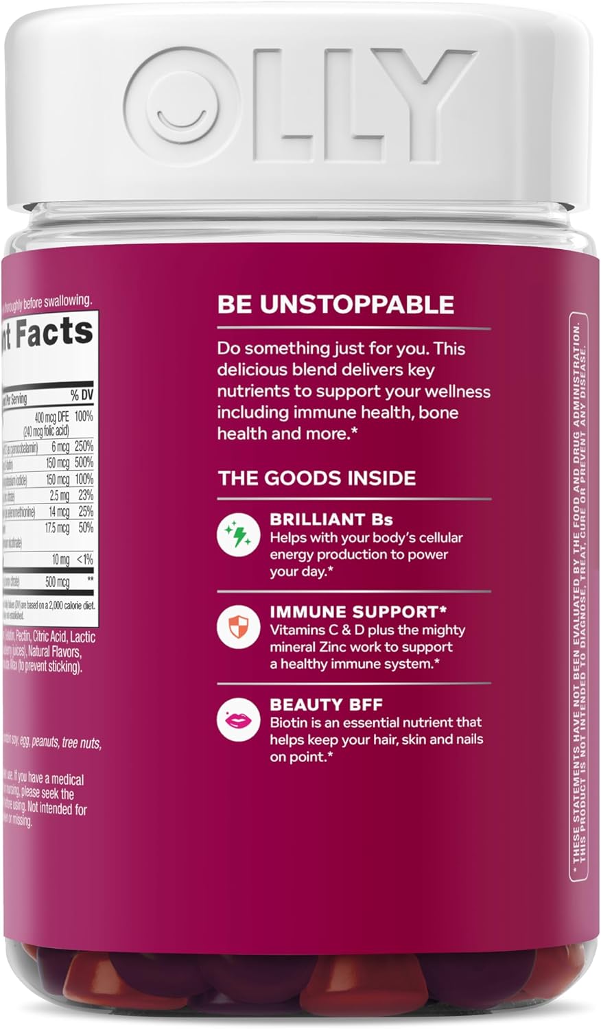 OLLY Women's Multi Vitamin Gummies con Biotina, Sabor Blissful Berry (200 unidades)