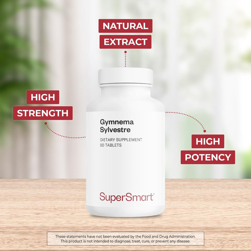 Supersmart - Gymnema Sylvestre 1500 mg al día - 75% Ácidos Gimnémnicos | Complemento Alimenticio - 90 Comprimidos