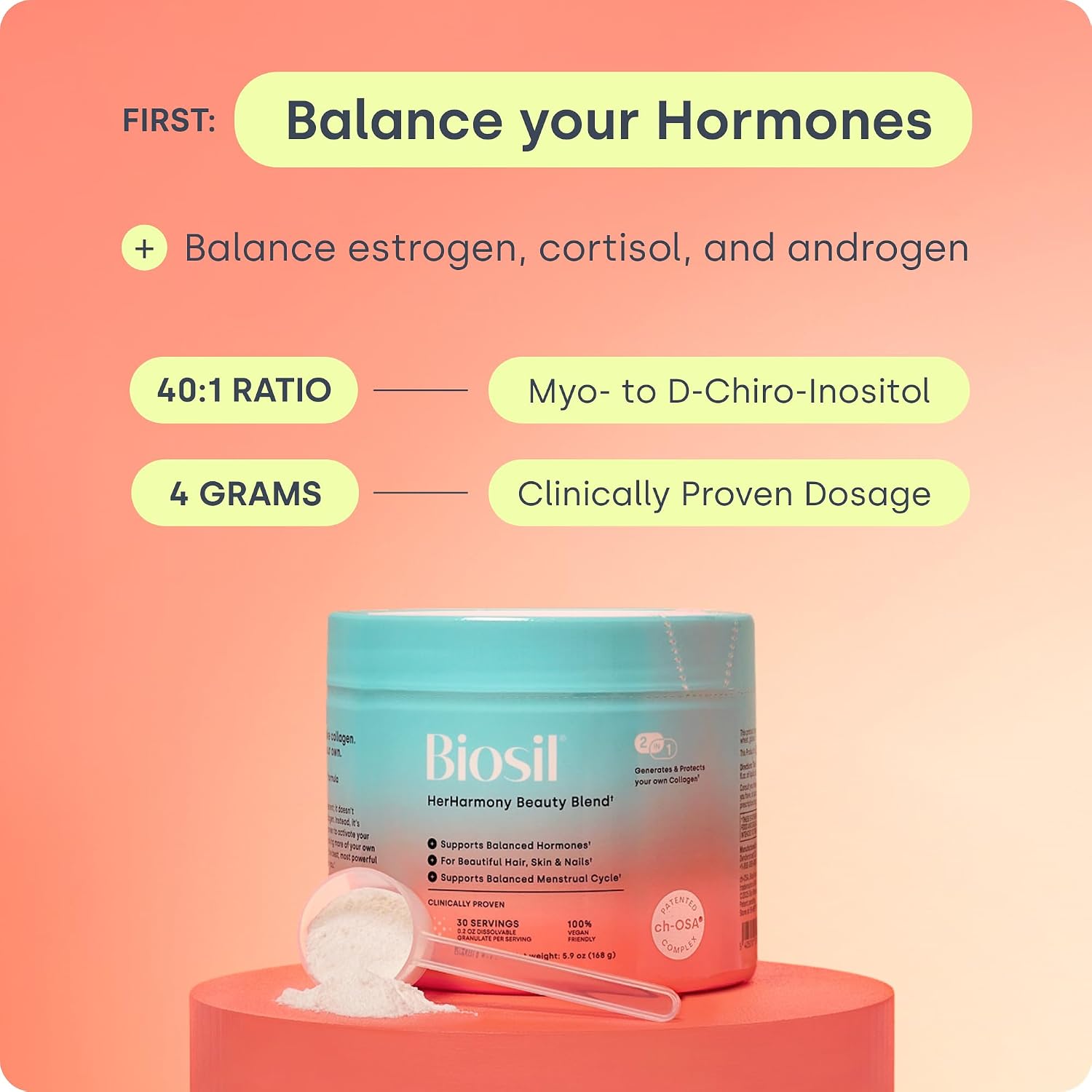 Biosil HerHarmony Beauty Blend - 5.9 oz - Mezcla de Inositol 40:1 con ch-OSA