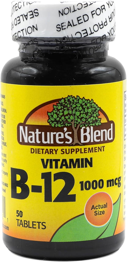 Nature's Blend Vitamina B12 1000 mcg, 50 – Reducción del cansancio y la fatiga: Ayuda a combatir la sensación de – Image 1